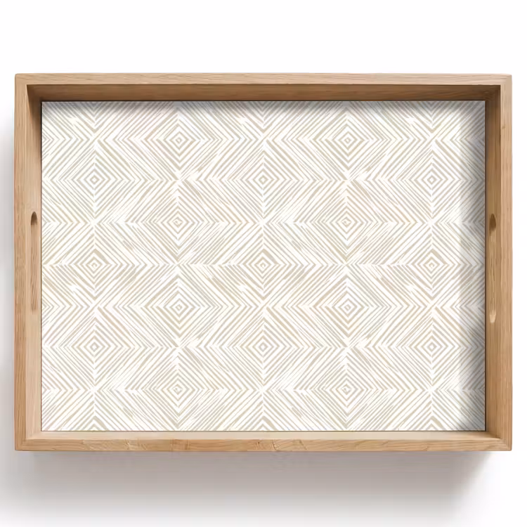 Vassoio - Astratto - Diamanti - Beige — 1