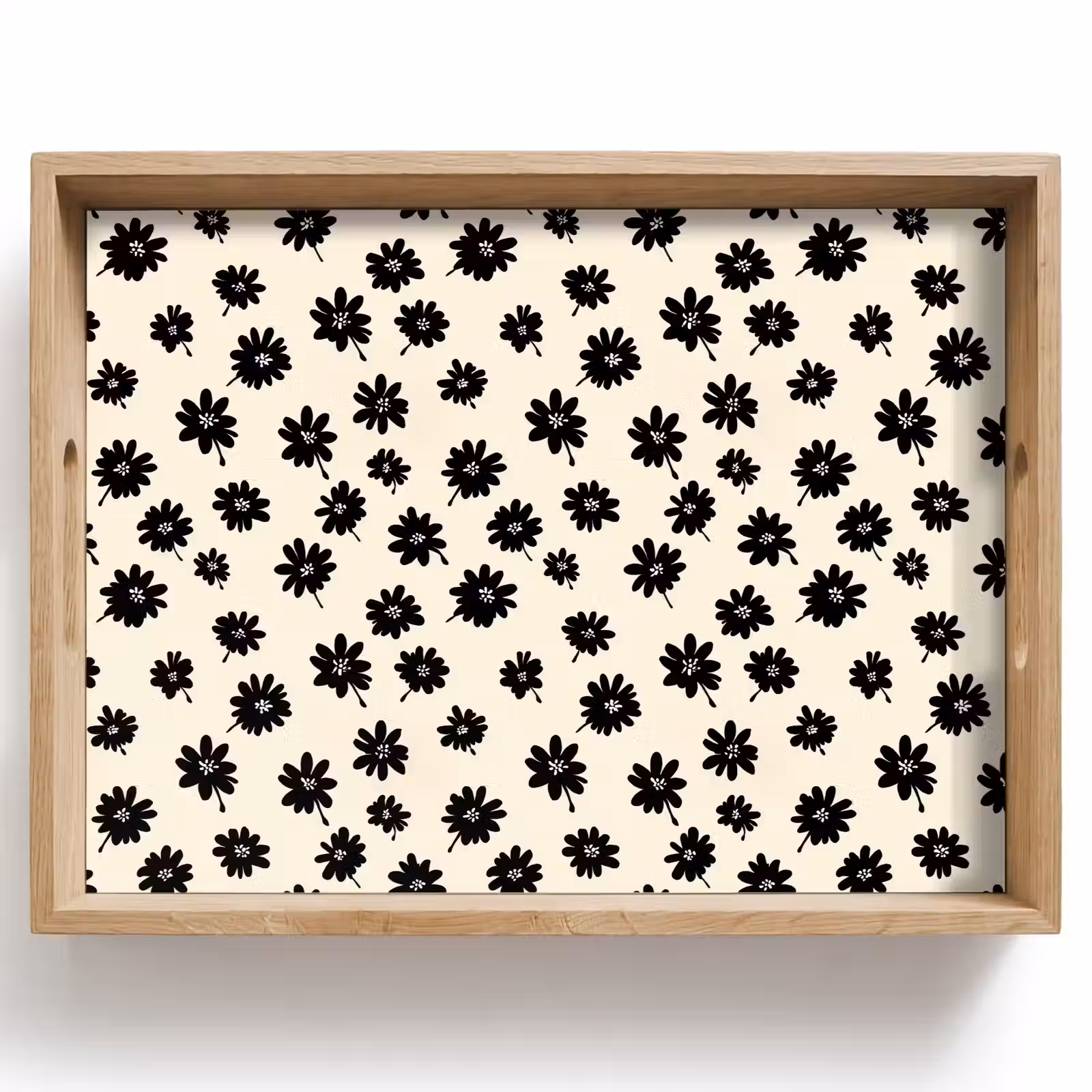 Vassoio - Margherite - Grafica - Nero - Beige — 1