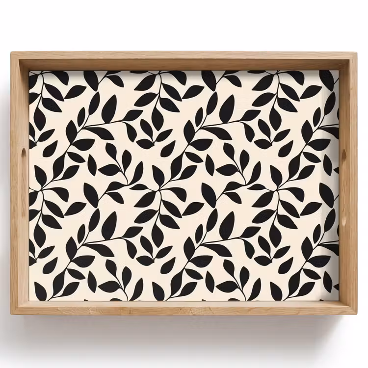 Vassoio - Elegante - Fantasia - Nero - Beige — 1