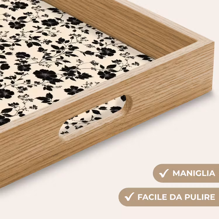 Vassoio - Fiori - Motivo - Nero — 8