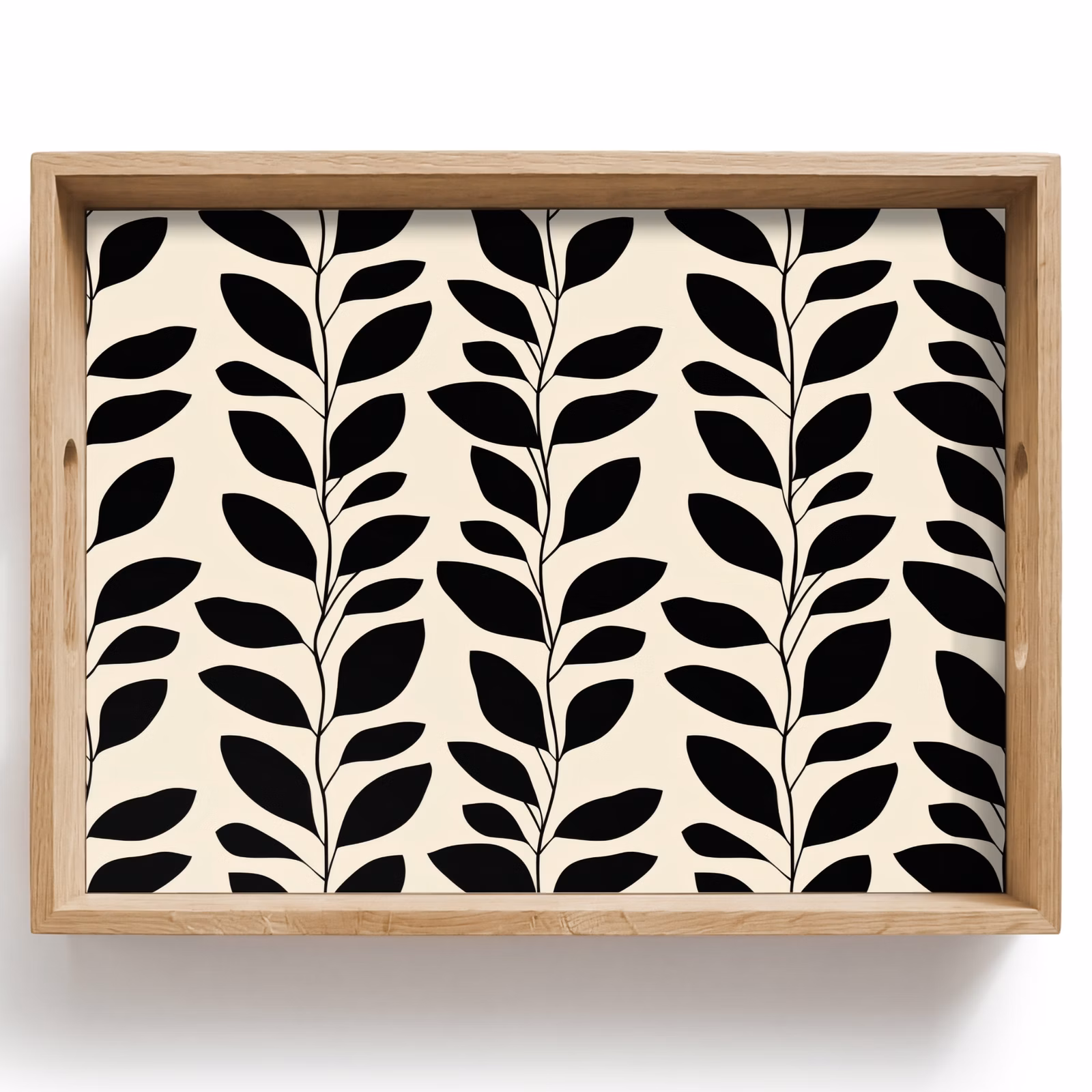 Vassoio - Botanico - Motivo - Nero - Beige — 1