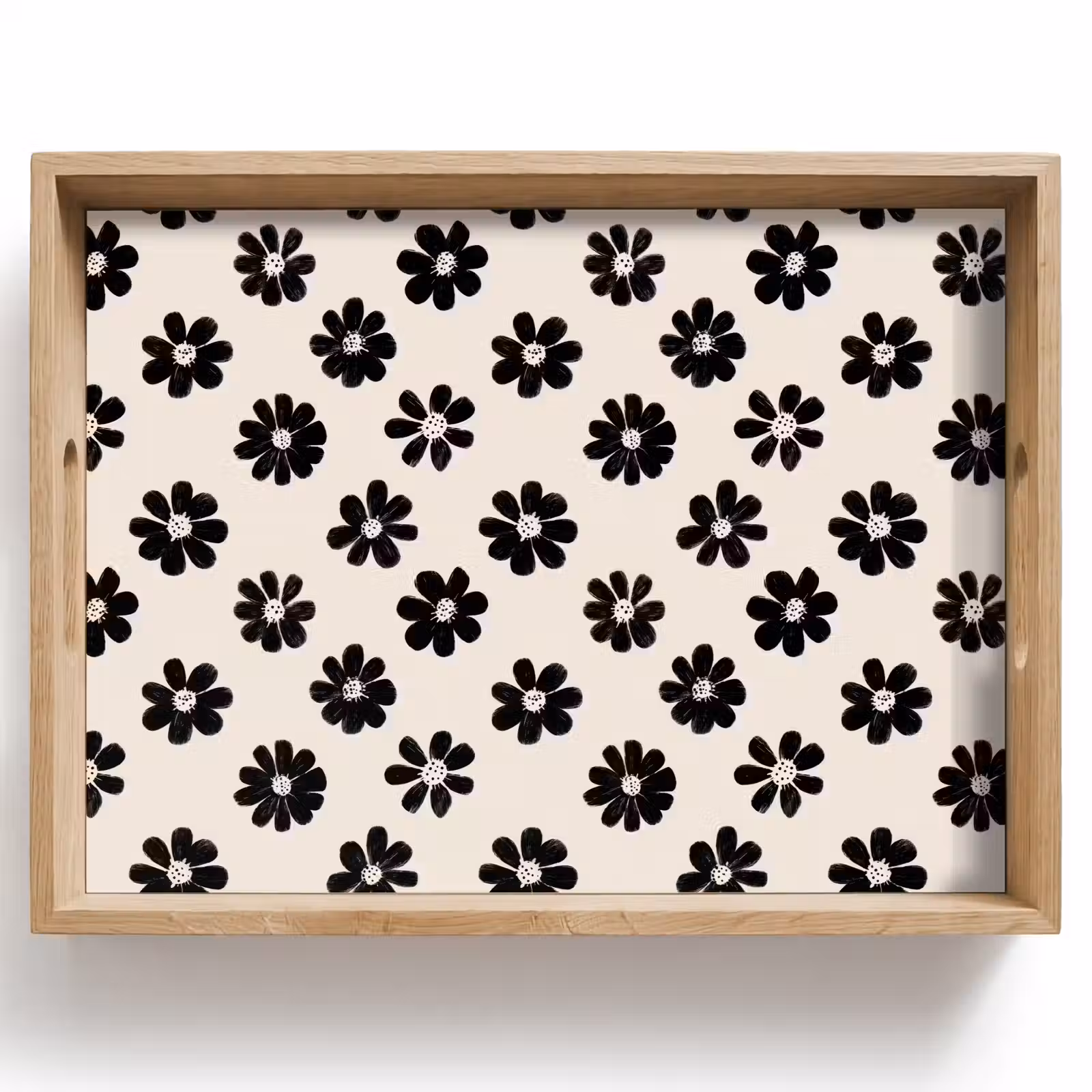 Vassoio - Grafica - Margherite - Nero - Beige — 1