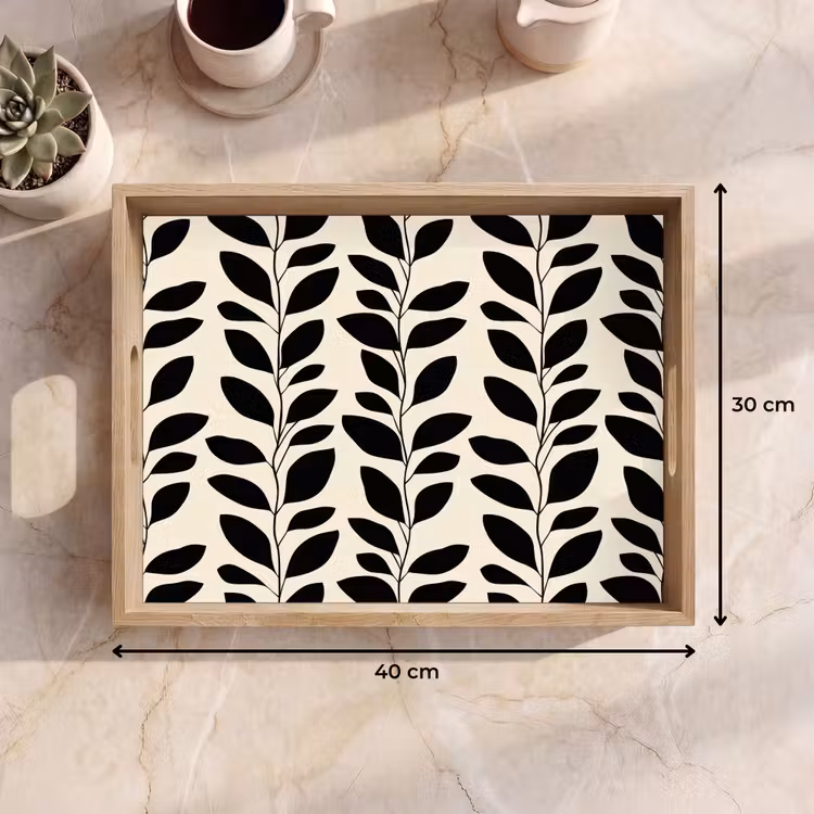 Vassoio - Botanico - Motivo - Nero - Beige — 7