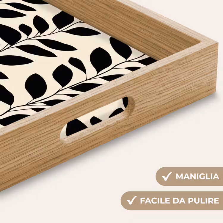 Vassoio - Botanico - Motivo - Nero - Beige — 8