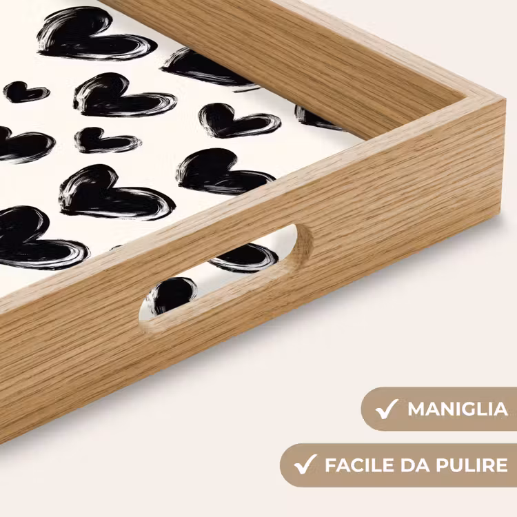 Vassoio - Cuori - Motivo - Nero — 8