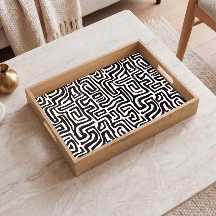 Vassoio - Grafica - Linee - Bianco e nero — 2