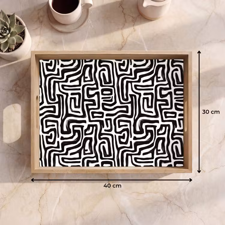 Vassoio - Grafica - Linee - Bianco e nero — 7