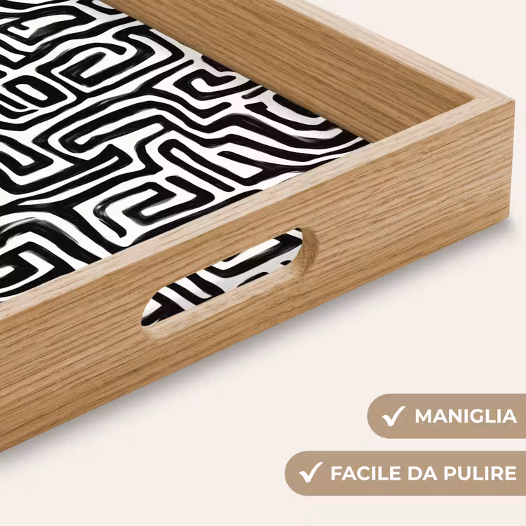 Vassoio - Grafica - Linee - Bianco e nero — 8