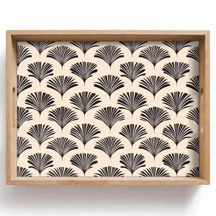 Vassoio - Ventagli - Botanico - Nero - Beige — 1