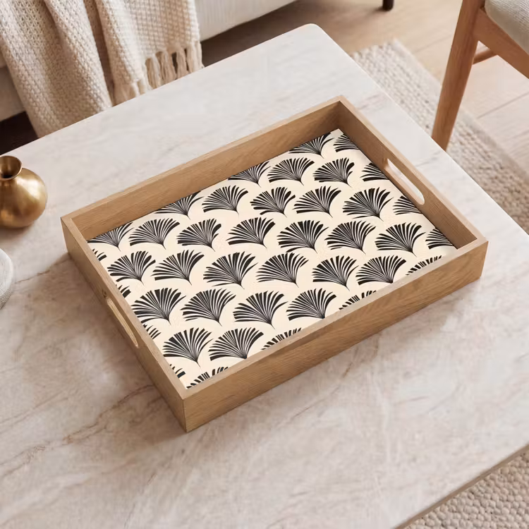 Vassoio - Ventagli - Botanico - Nero - Beige — 2