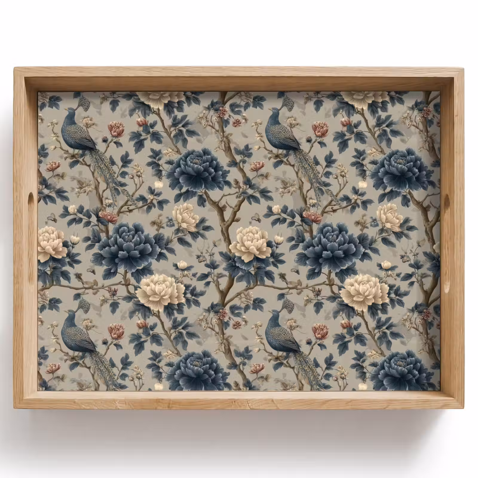 Vassoio - Pavone - Fiori - Blu — 1
