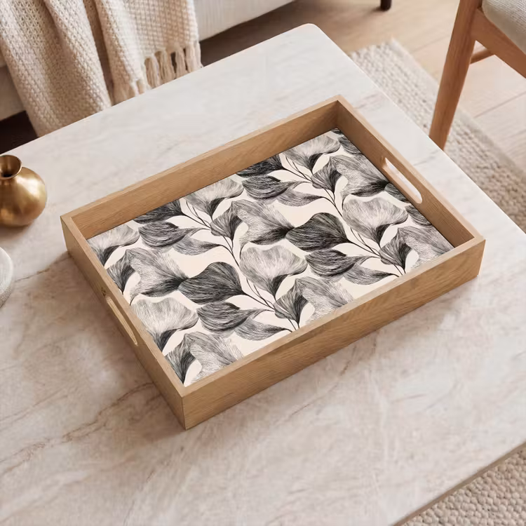 Vassoio - Botanico - Foglie - Nero — 2