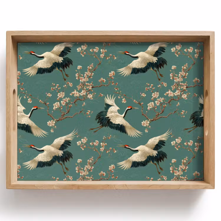 Vassoio - Fiori di ciliegio - Fiori di maternità - Verde — 1