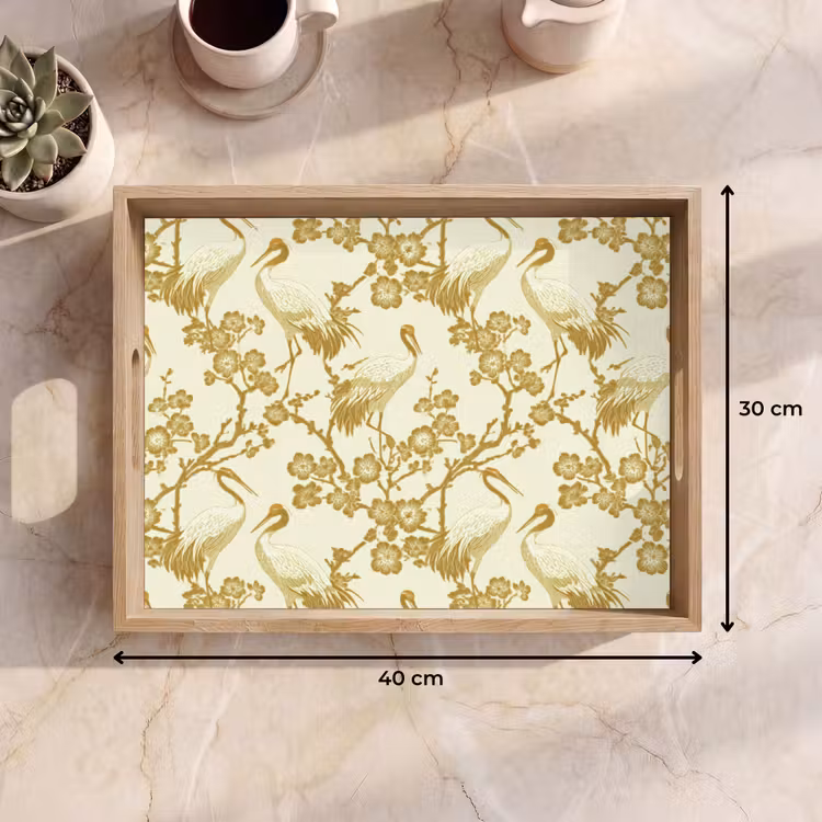 Vassoio - Gru - Fiori di ciliegio - Oro — 7