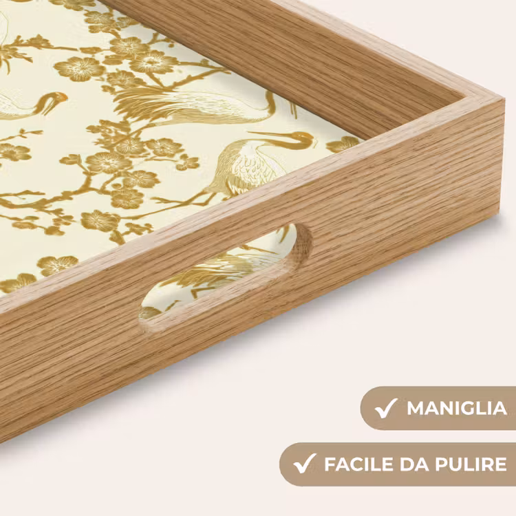 Vassoio - Gru - Fiori di ciliegio - Oro — 8