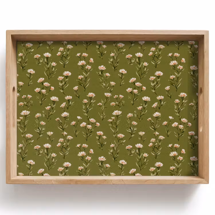 Vassoio - Rustico - Fiori - Verde — 1