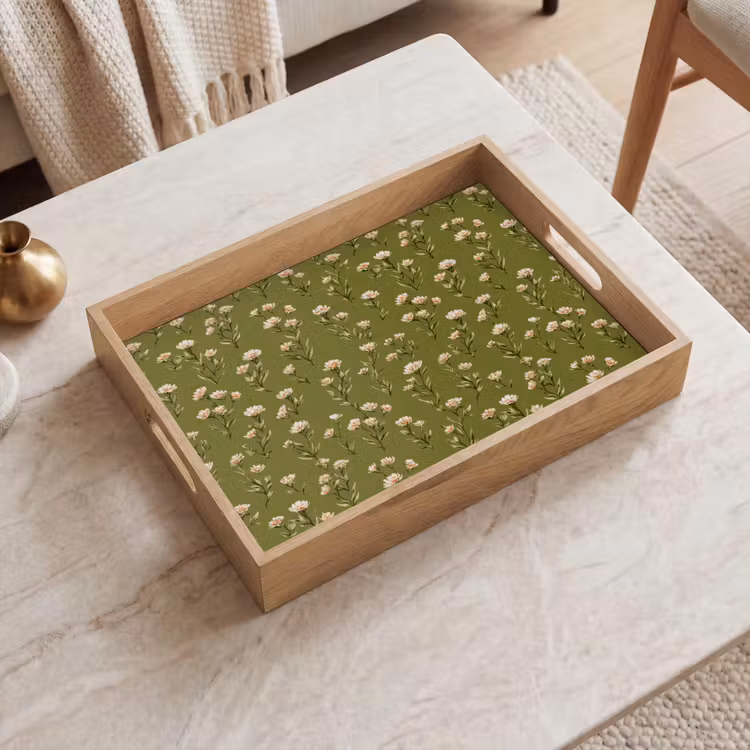 Vassoio - Rustico - Fiori - Verde — 2