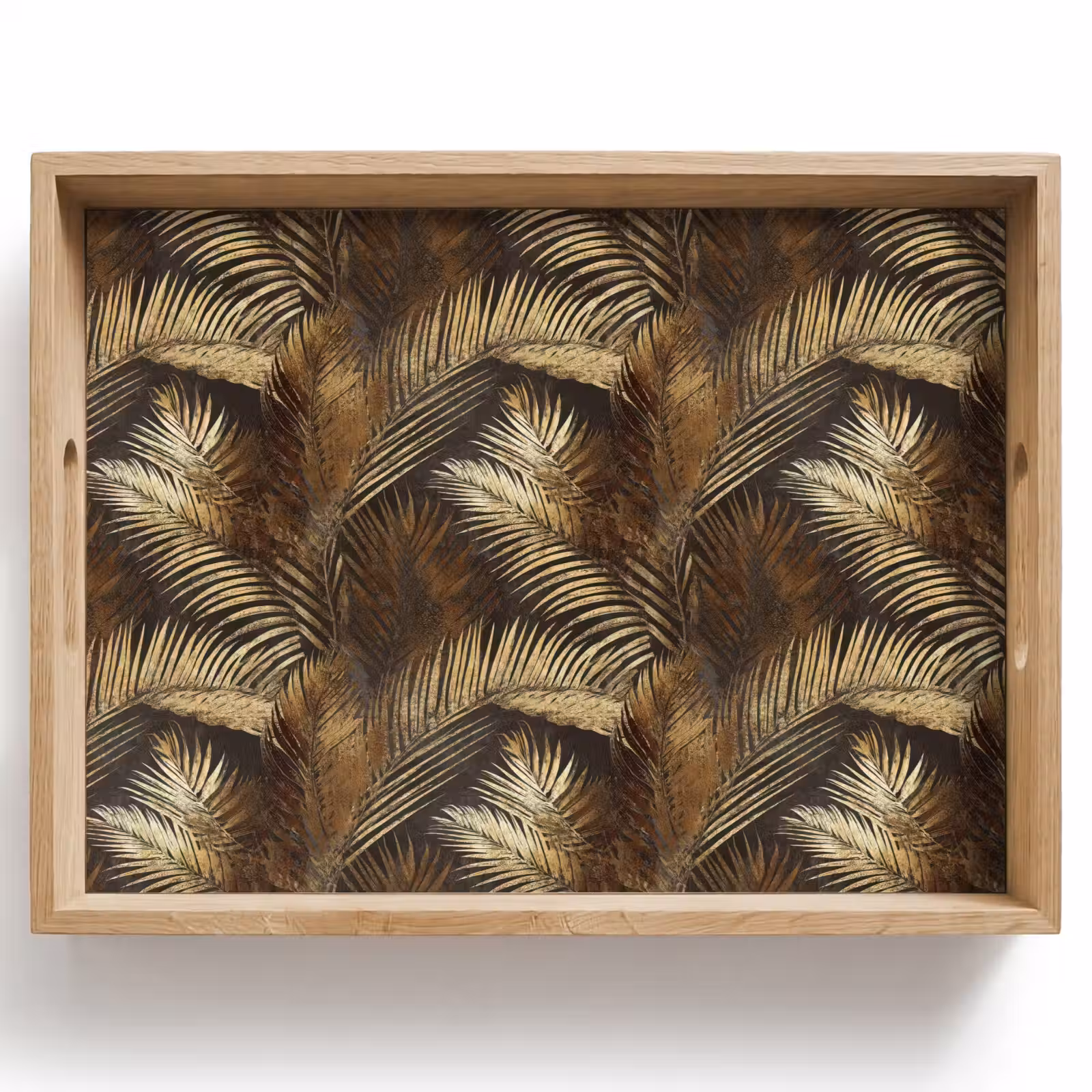 Vassoio - Tropicale - Foglie - Oro — 1
