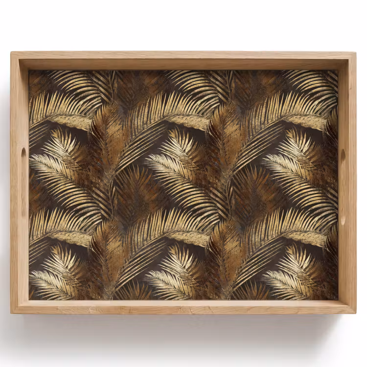 Vassoio - Tropicale - Foglie - Oro — 1