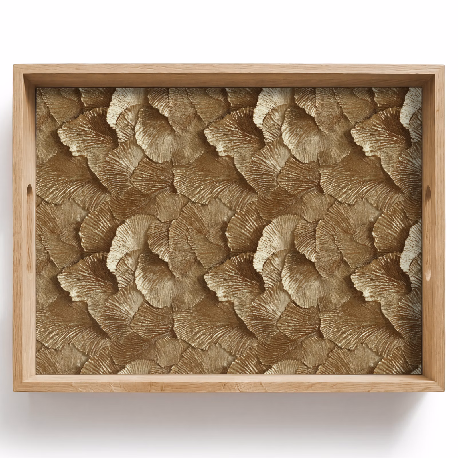 Vassoio - Organico - Motivo - Foglie - Oro — 1