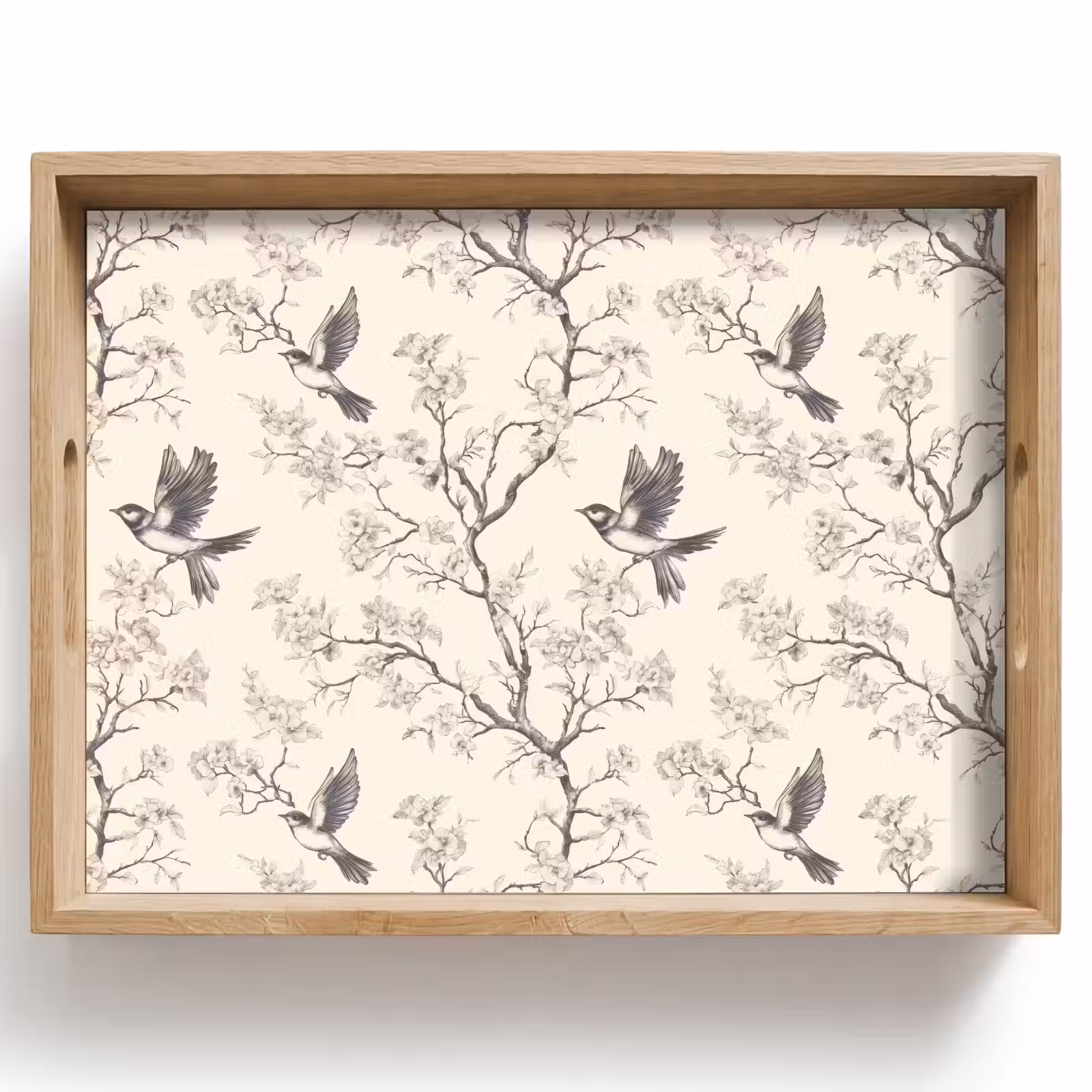 Vassoio - Rami - Uccelli - Beige — 1