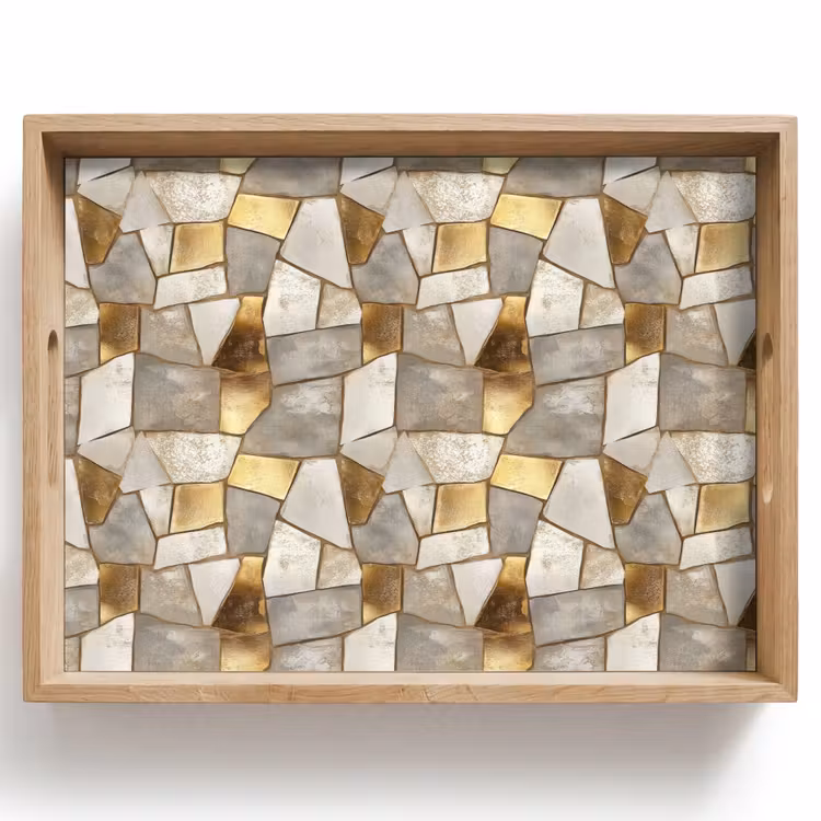Vassoio - Mosaico - Marmo - Oro — 1