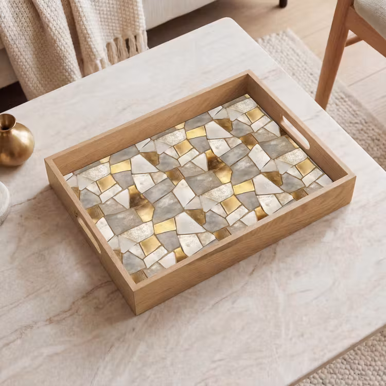 Vassoio - Mosaico - Marmo - Oro — 2