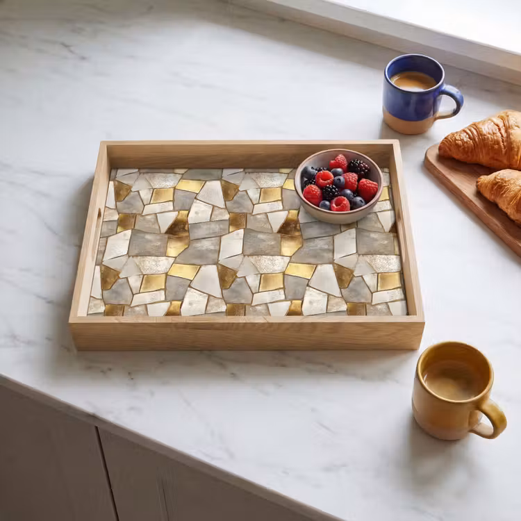 Vassoio - Mosaico - Marmo - Oro — 3