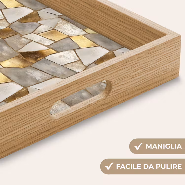 Vassoio - Mosaico - Marmo - Oro — 8