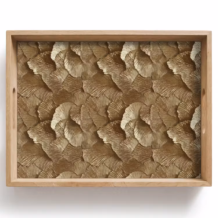 Vassoio - Organico - Motivo - Foglie - Oro — 1