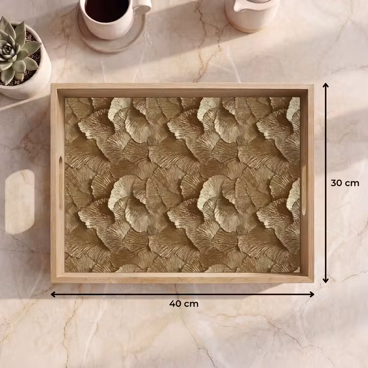 Vassoio - Organico - Motivo - Foglie - Oro — 7