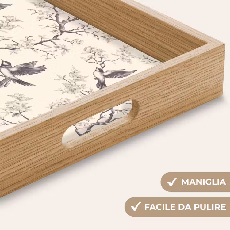 Vassoio - Rami - Uccelli - Beige — 8