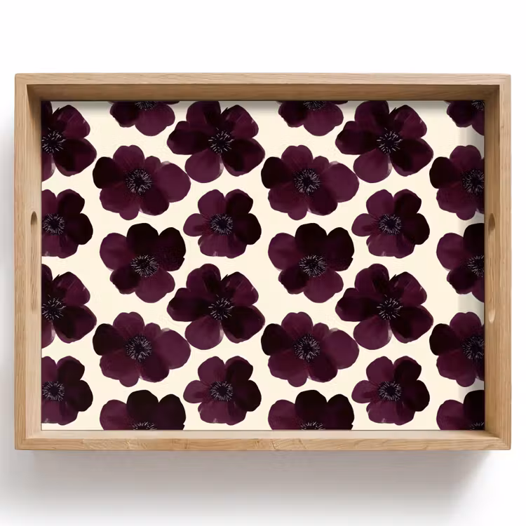 Vassoio - Fiori - Acquerello - Viola — 1