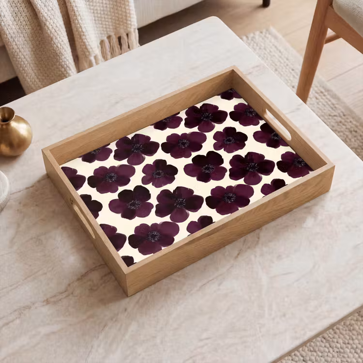 Vassoio - Fiori - Acquerello - Viola — 2