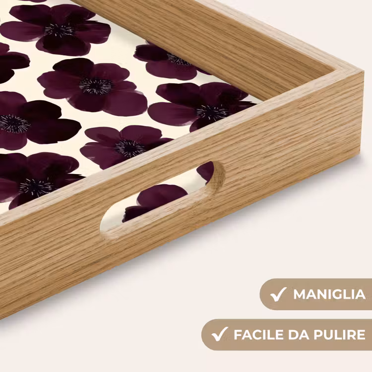 Vassoio - Fiori - Acquerello - Viola — 8