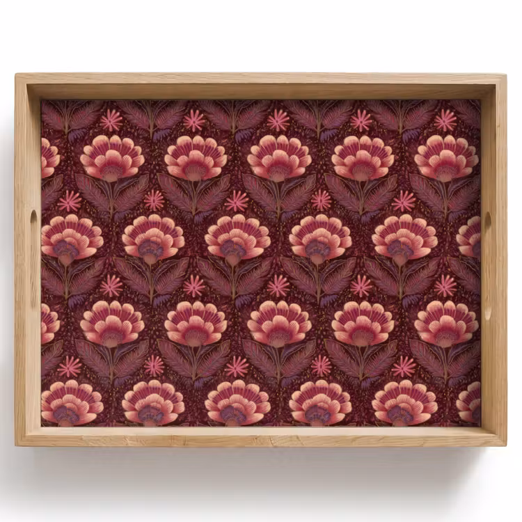 Vassoio - Fiori - Ventaglio - Viola — 1
