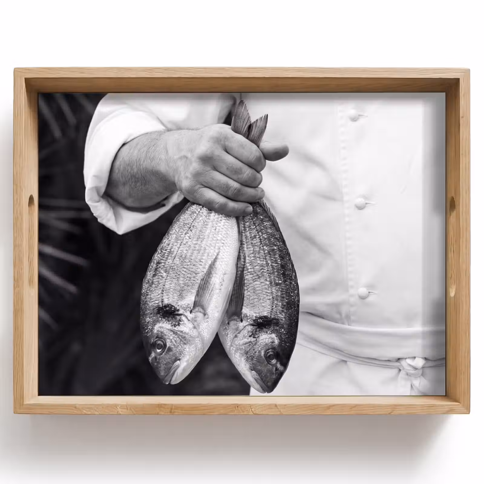 Vassoio - Pesca - Chef - Nero - Bianco — 1