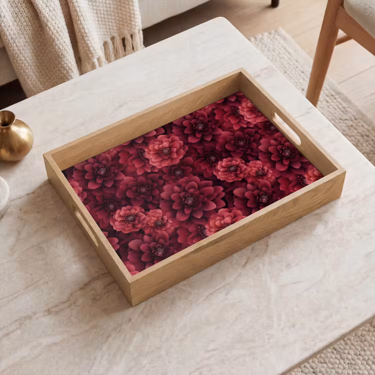 Vassoio - Dalie - Fiori - Rosso — 2