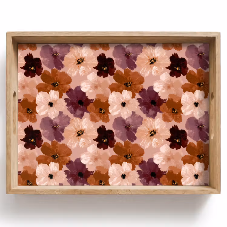 Vassoio - Fiori - Astratto - Toni della terra — 1