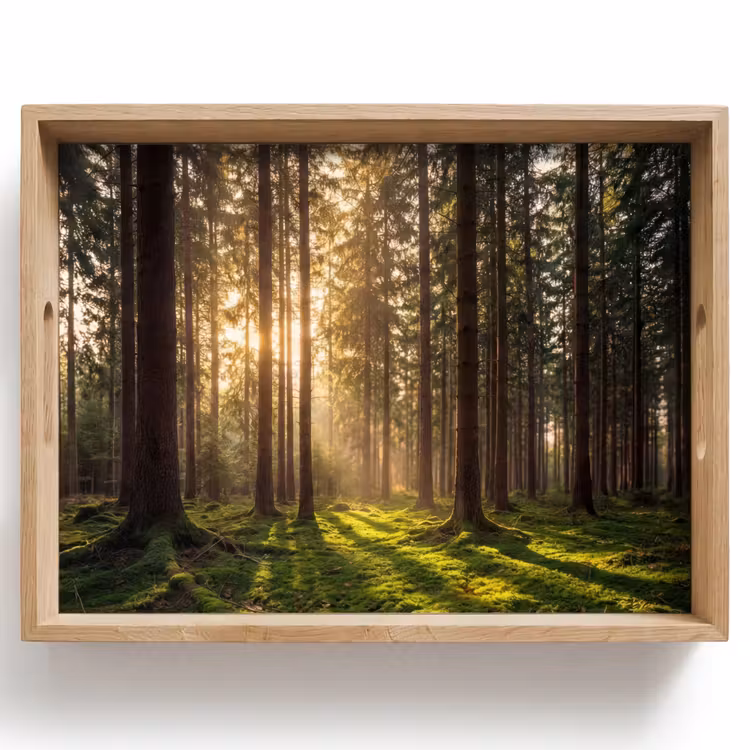 Vassoio - Foresta - Erba - Luce del sole — 1
