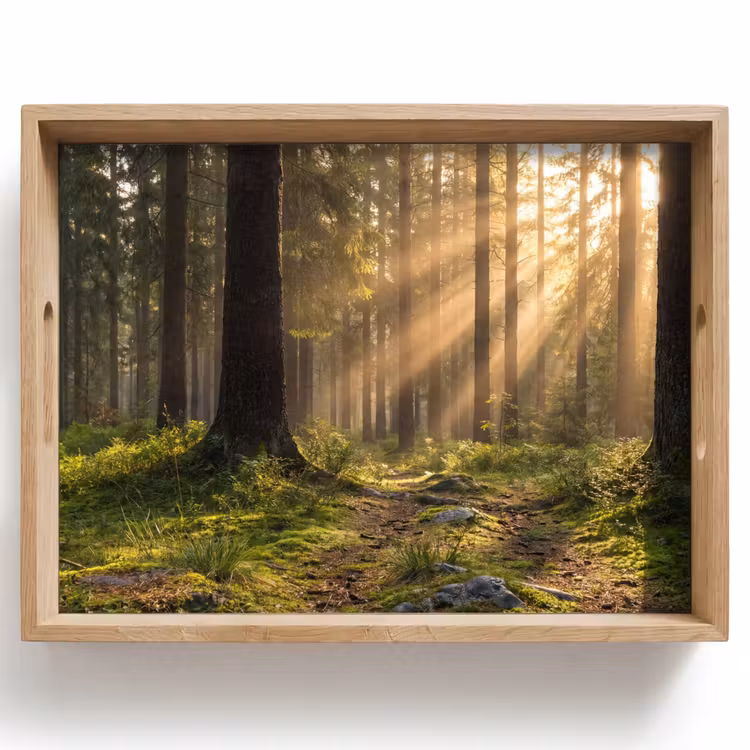 Vassoio - Foresta - Luce solare - Erba — 1