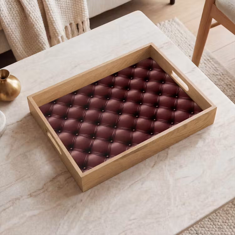 Vassoio - Pelle - Modello - Bordeaux — 2