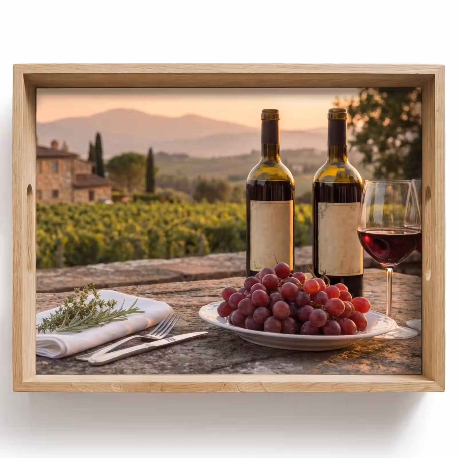 Vassoio - Vino - Bicchieri - Uva - Vigneto — 1
