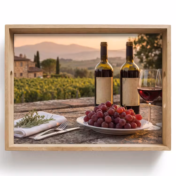 Vassoio - Vino - Bicchieri - Uva - Vigneto — 1