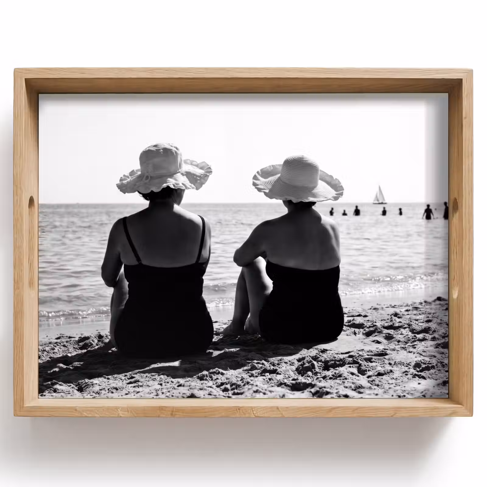 Vassoio - Donne - Cappello da sole - Spiaggia - Nero - Bianco — 1