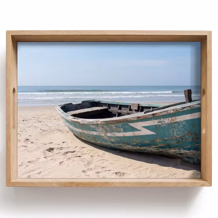 Vassoio - Barca - Spiaggia di sabbia - Mare — 1