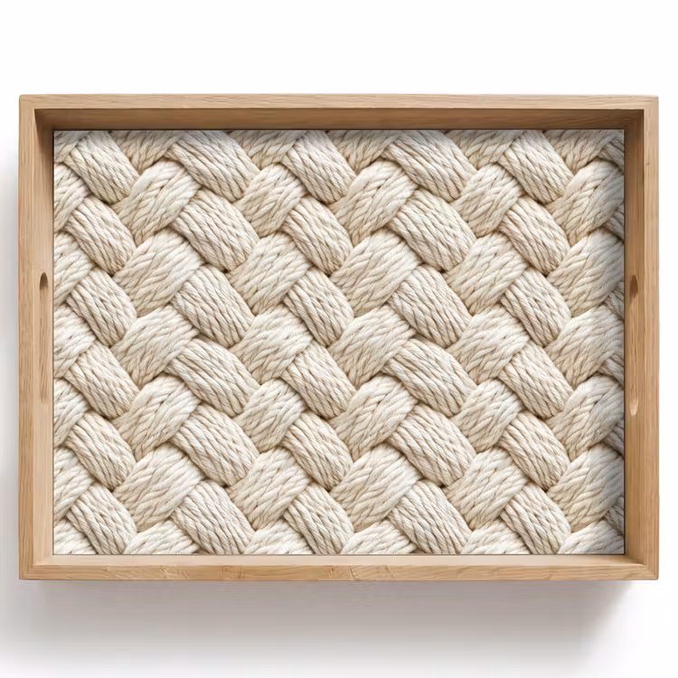 Vassoio - Corda - Lavorata a maglia - Beige — 1