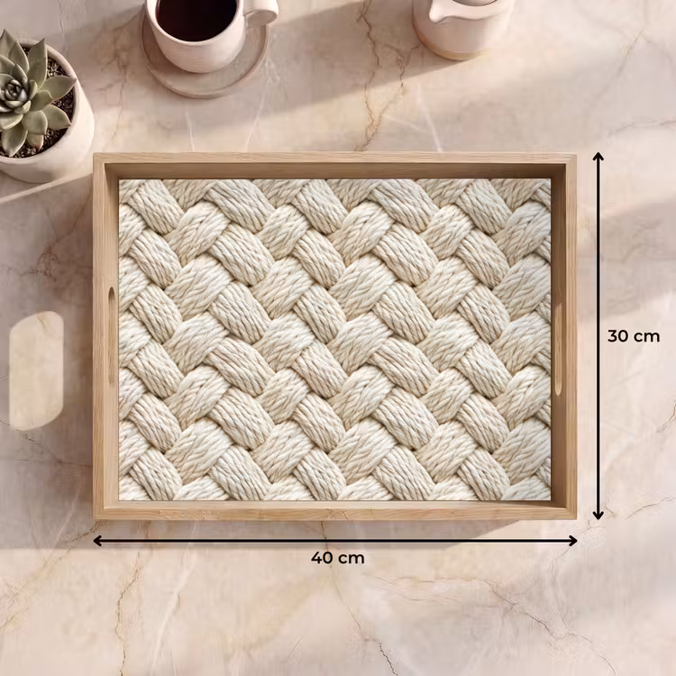 Vassoio - Corda - Lavorata a maglia - Beige — 7