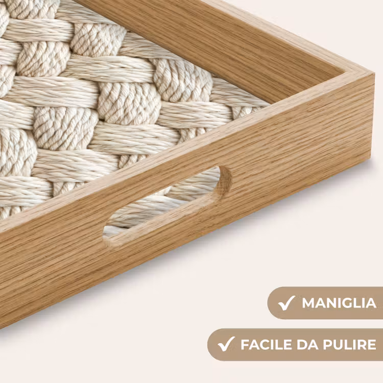 Vassoio - Corda - Lavorata a maglia - Beige — 8