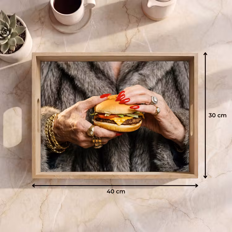 Vassoio - Donna - Hamburger - Pelliccia — 7